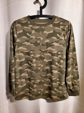 (4/$20) Carter's Boy's Camo Long-Sleeve Crewneck Shirt - Olive Green